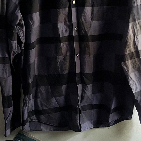 MENS Clavin Klein Dress Shirt plad color Blue black Size M - Picture 6 of 8